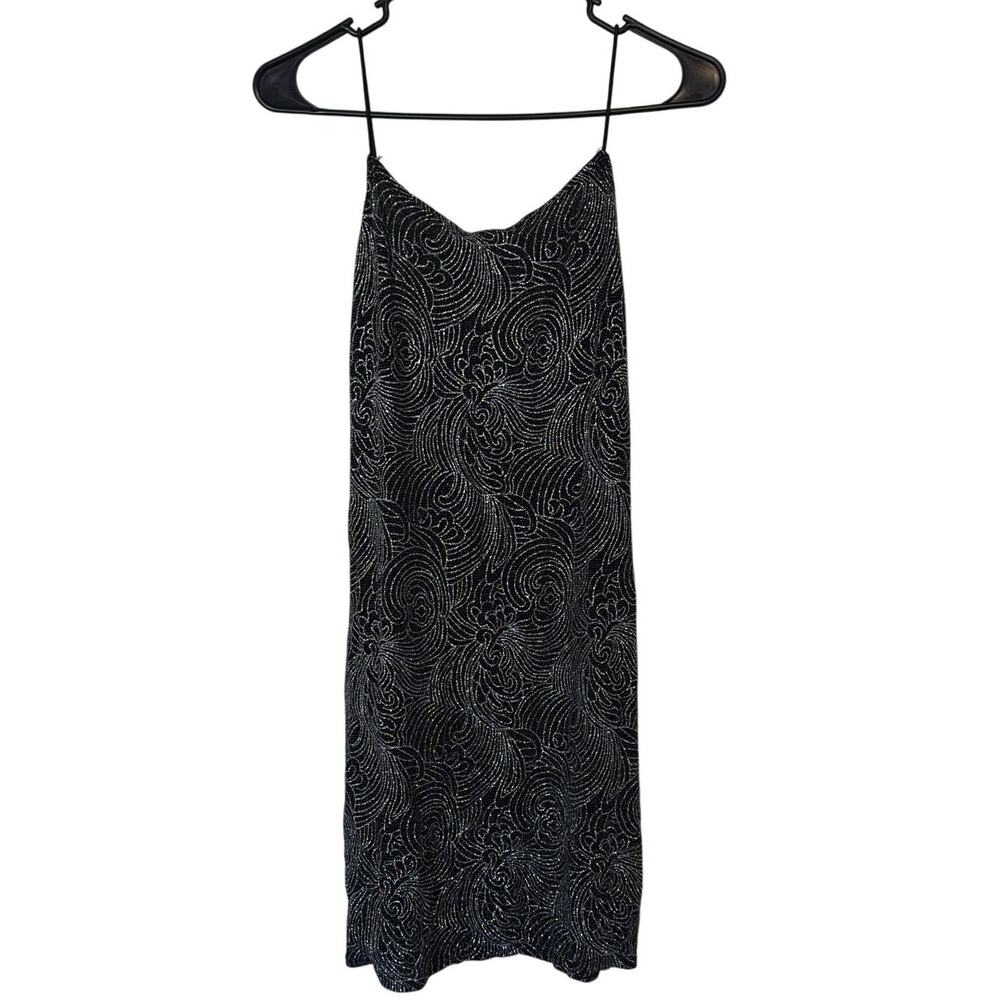 Vintage Jump Apparel Co. 90s Y2K Sparkly Strappy Glitter Mini Dress Size 13/14
